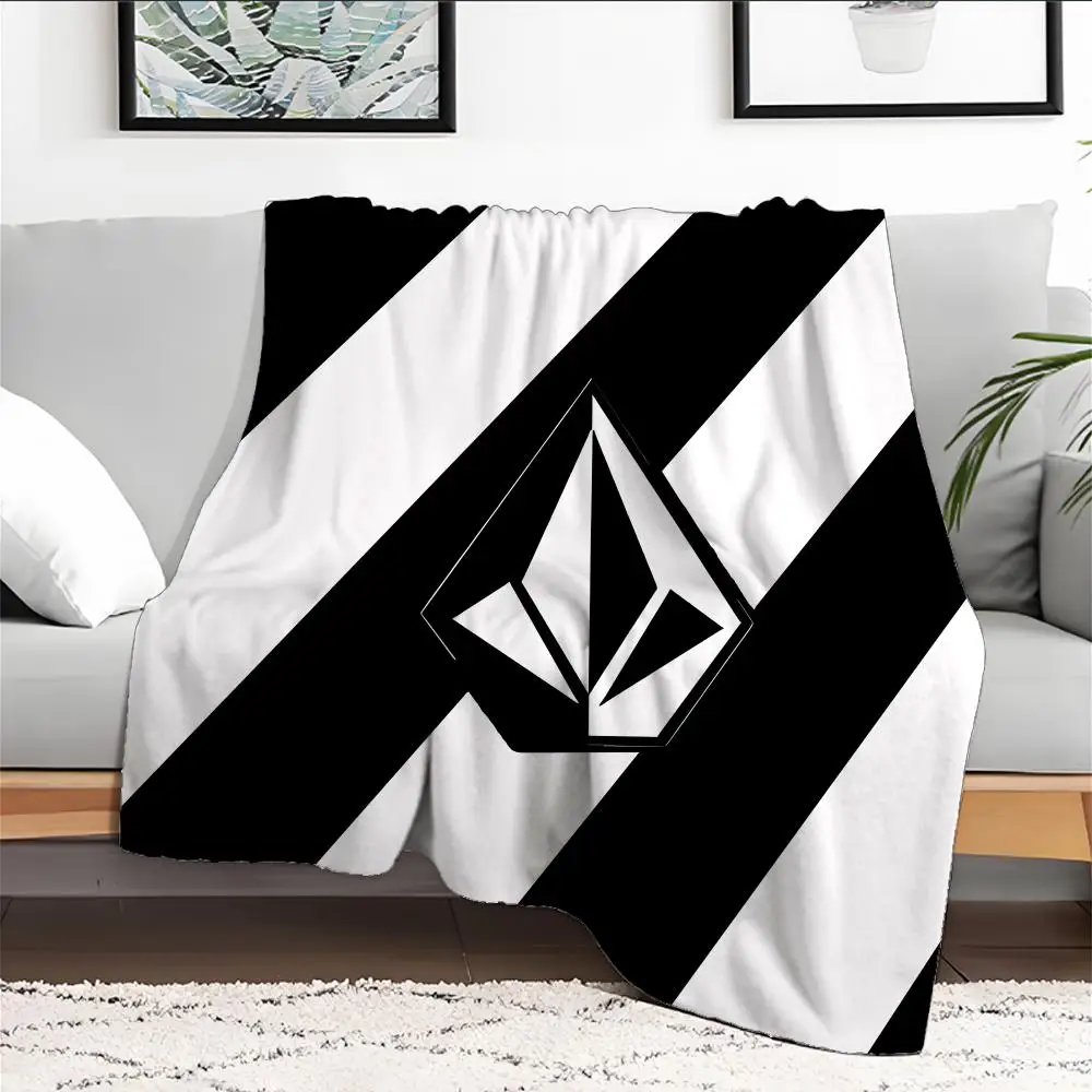 V-VOLCOM LOGO Throw Blanket Aesthetic Portable Home Travel Camping Sofa Picnic Thick Warm Flannel Blanket
