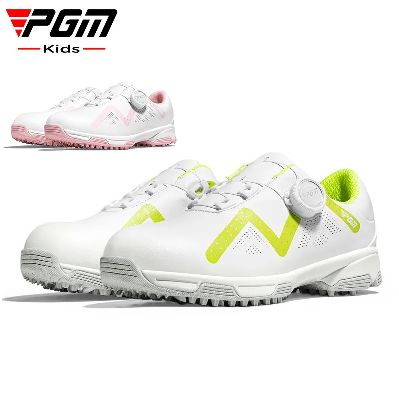 

Детская обувь для гольфа PGM для мальчиков и девочек с шнуровкой на застежке, водонепроницаемые противоскользящие спортивные кроссовки XZ333