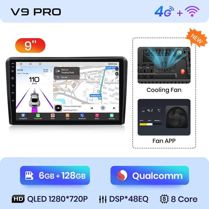 Junsun Qualcomm Autoradio 360 View Camera Draadloze CarPlay voor Apple Android Auto Universele Stereo Autoradio 4G GPS RDS WiFi BT