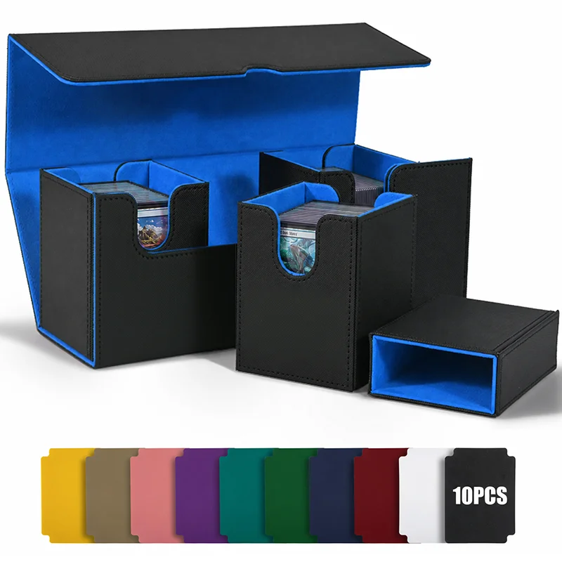 Trading Card Storage Box with Dice Compartment,Holds Over 510 Unsleeved Cards,4-in-1 Large Capacity Card Case with 10 Dividers
