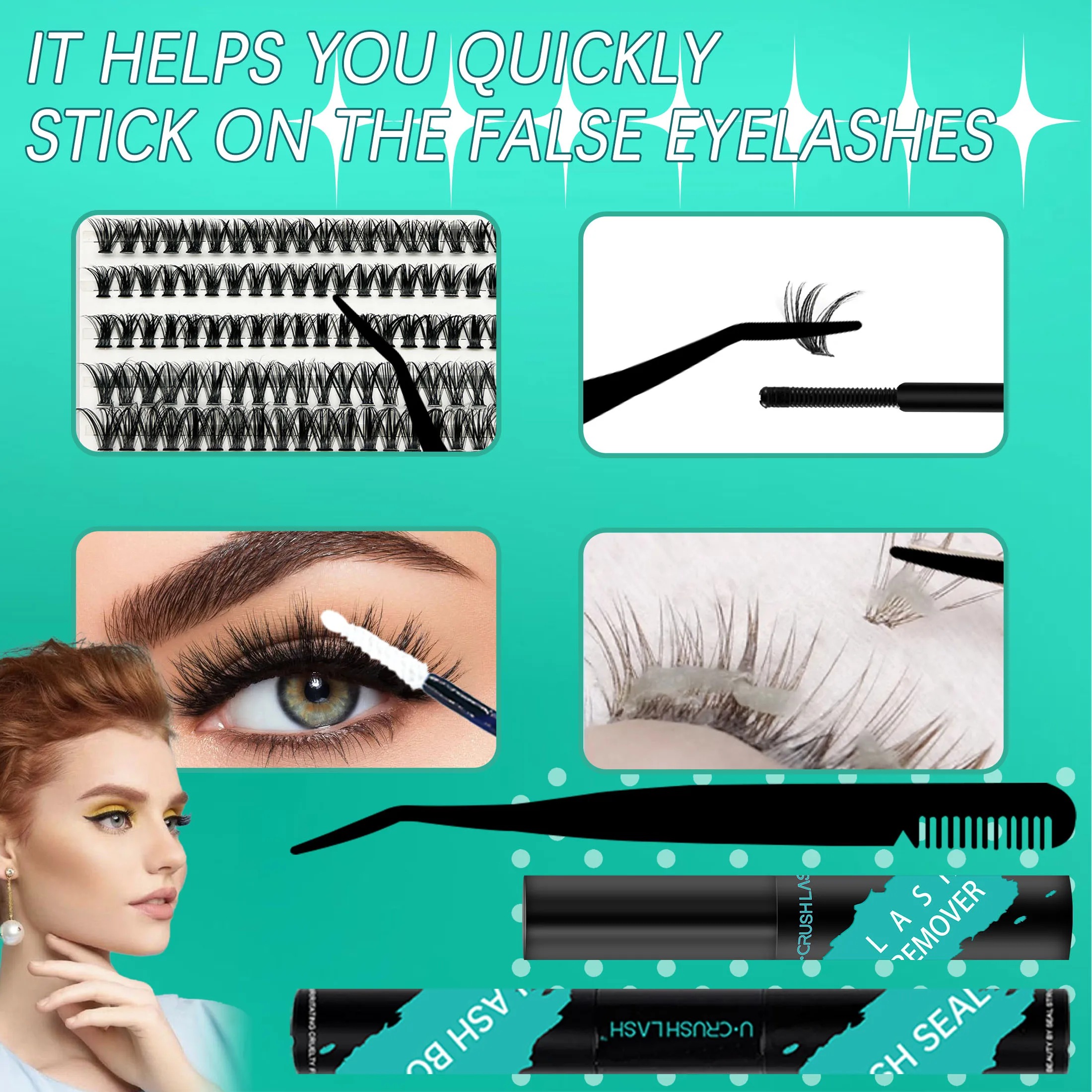 DIYクラスターまつげ接着剤メイクツールつけまつげ新ダブルヘッド2 in 1ボンド＆シールまつげ接着剤防水長持ち