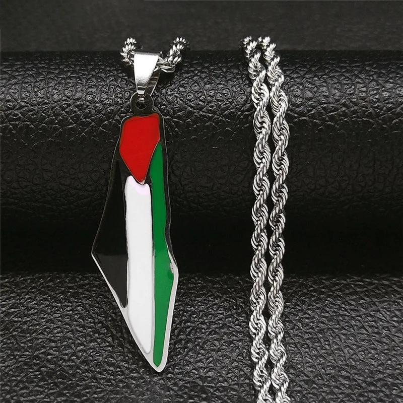 2024 New Israel and Palestine map pendant Necklace Necklace Stainless steel chain collarbone chain jewelry