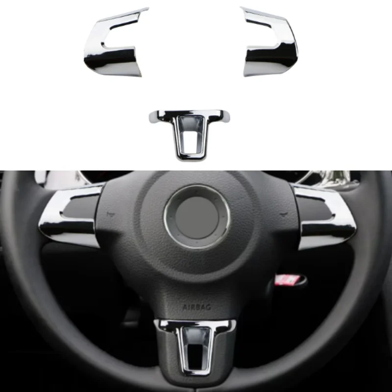 

ABS Chrome Car Steering Wheel Sticker Cover Sequin Trim for Volkswagen VW Golf 6 MK6 Polo Jetta MK5 2011-2013 Polo Bora