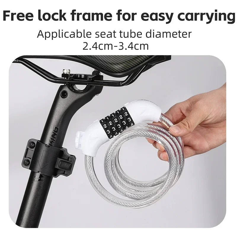 

WEST BIKING Portable Cable Lock For Road Bike 5 Digits Code Combination Wire Lock MTB E-bike Anti-Theft Cycling Password Lock