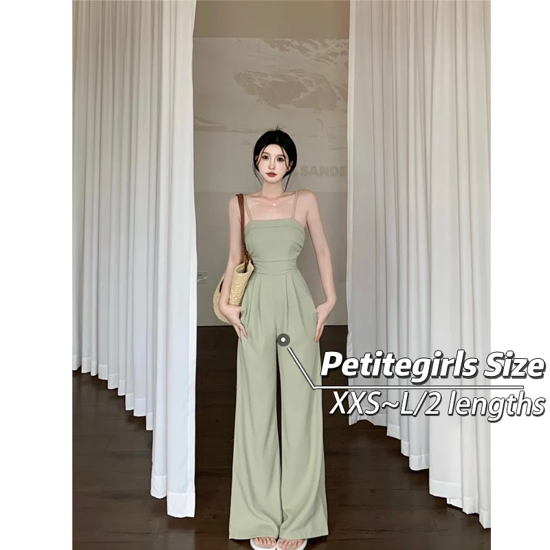 150 Short, strapless, one-line shoulder jumpsuits women's summer floor-length wide-leg pants with draping waist straps