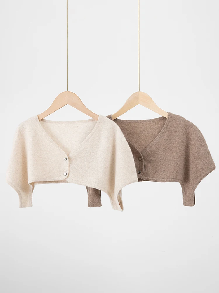 

New Woman's Shoulder Pad 100% Cashmere Cloud Shoulder Vest Autumn Winter Sweater Warm Protect Shoulders Mixed-use Shawl Knitwear