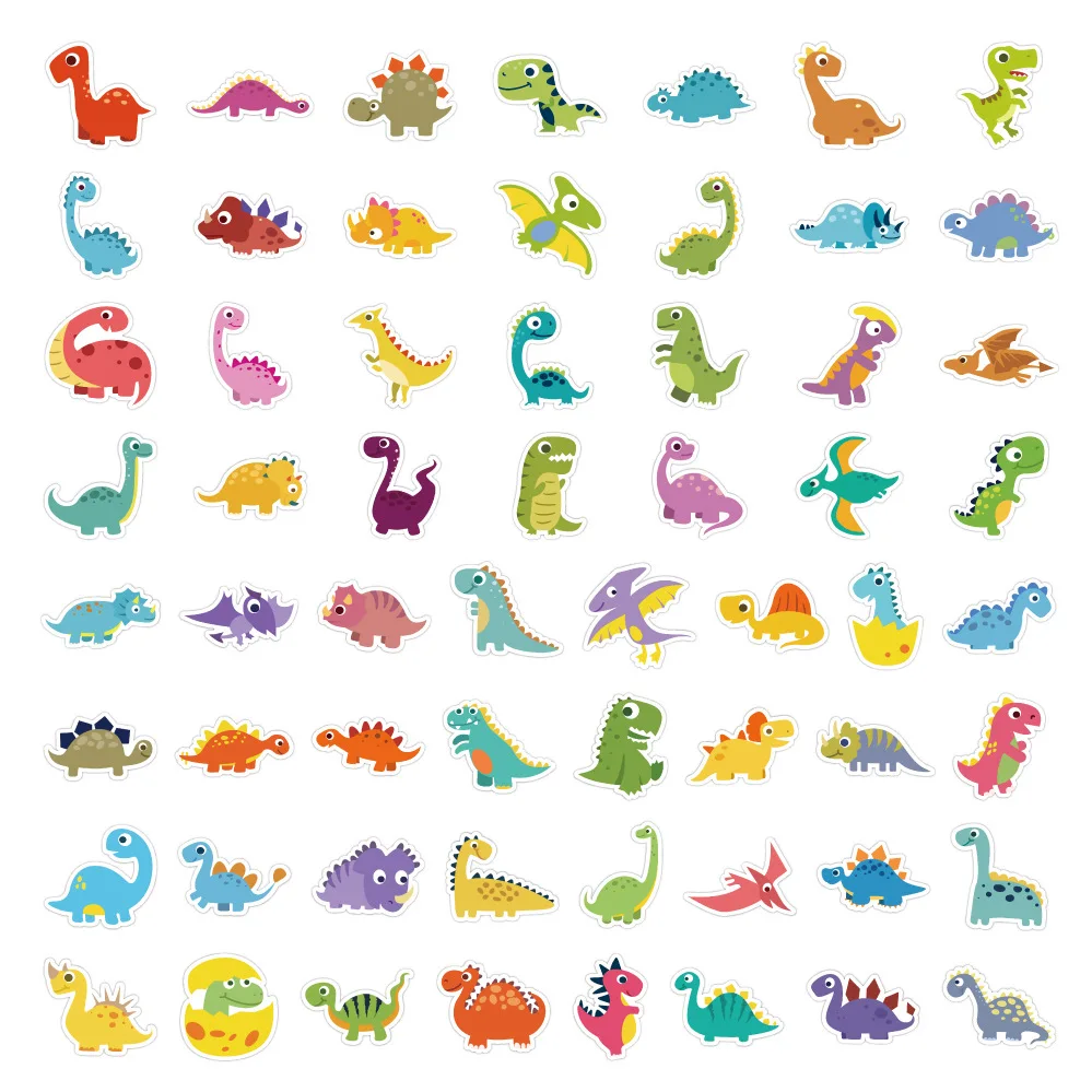 60/120Pcs INS Novelty Cute Kawaii Cartoon Dinosaur Stickers PVC Waterproof Stickers Decals For Kids Boys Girls Toys Gifts