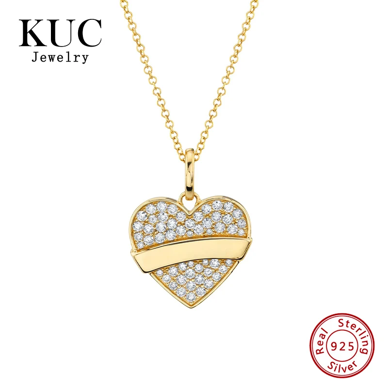 

Unique Trendy 18k Gold Plated 925 Sterling Silver Valentine's Day Fine Jewelry Zircon Heart Pendant Necklaces for Women