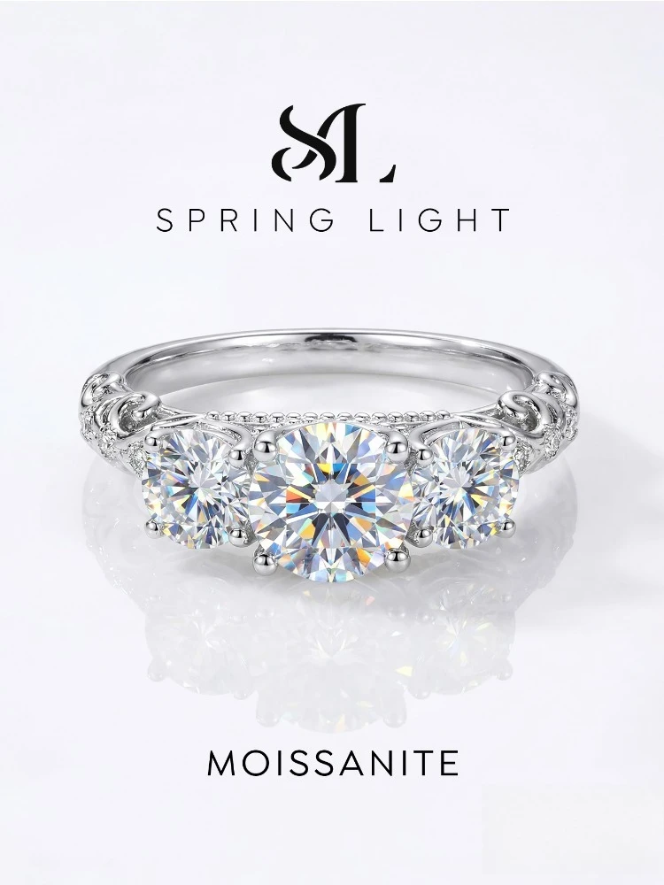 0,5CT Moissanit-Diamant Vollrunde Ringe für Frauen Hochzeitstag 925 Sterling Silber Luxus Mode Feiner Schmuck