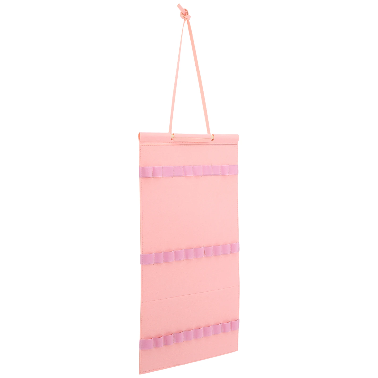 

Headband Storage Bag 30 Compartments Pink Felt Wall Holder Organizer Display Stand for Women Girls No Drilling Required
