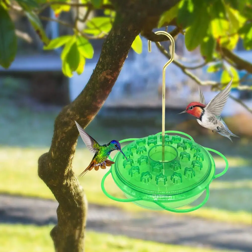 Fuente decorativa para jardín, comedero duradero para pájaros, comedero para aves silvestres con 24 puertos de alimentación, colgante para exteriores y jardín