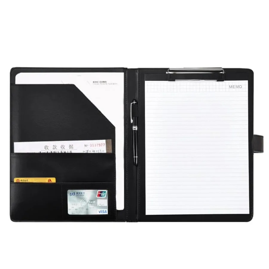 Padfolio Clipboard Folder A4 Size PU Leather Portfolio Organizer with Cover for A4 Letter Size Notepad Resume Writing Pad