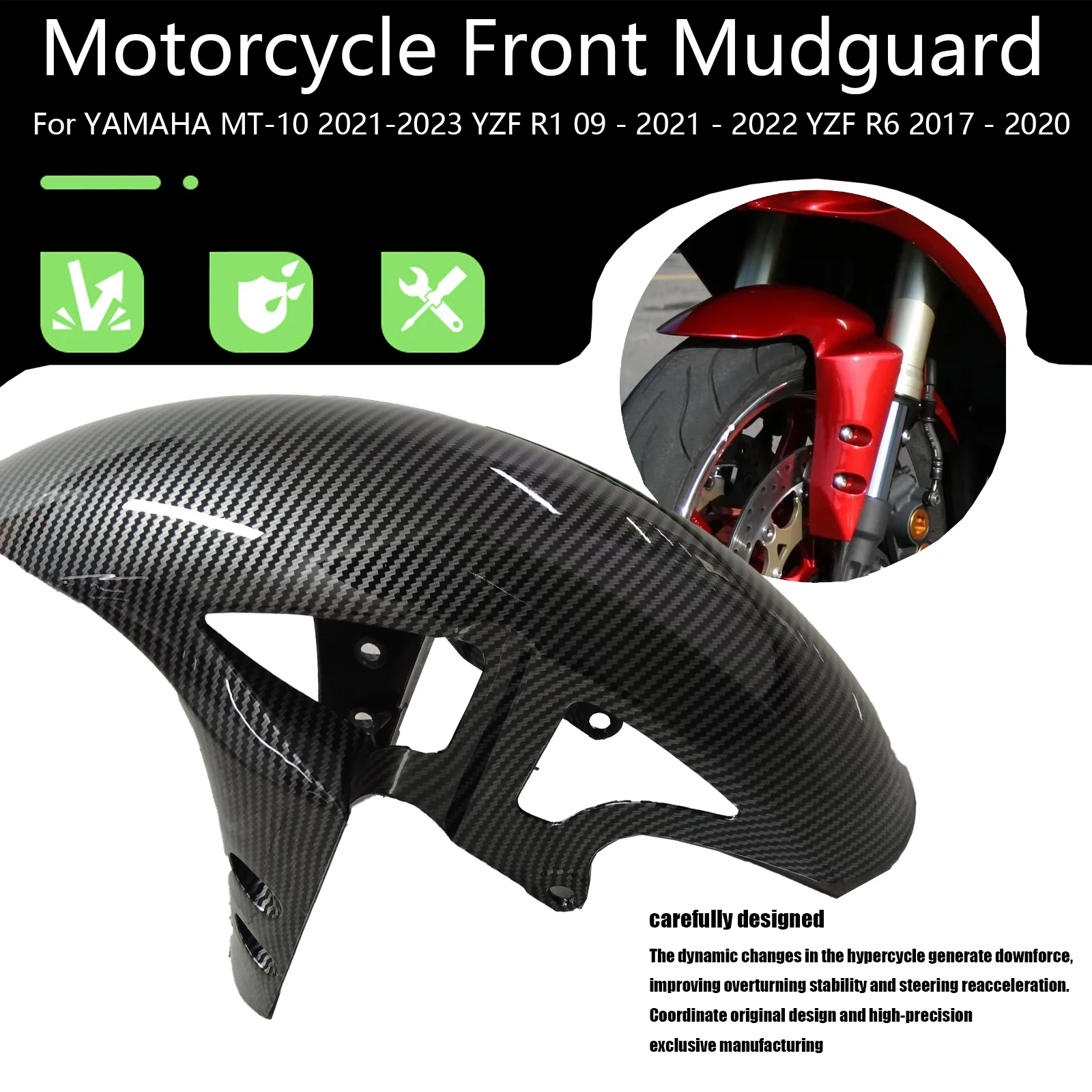 

For YAMAHA MT-10 2021-2023 YZF R1 09 - 2021 - 2022 YZF R6 2017 - 2020 Motorcycle Front Fender Splash Guard Accessory Fairing Kit