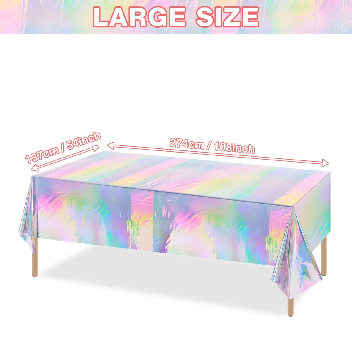 Iridescent Plastic Tablecloths Shiny Disposable Laser Rectangle Table Covers Holographic Foil Tablecloth Iridescent Party Decor