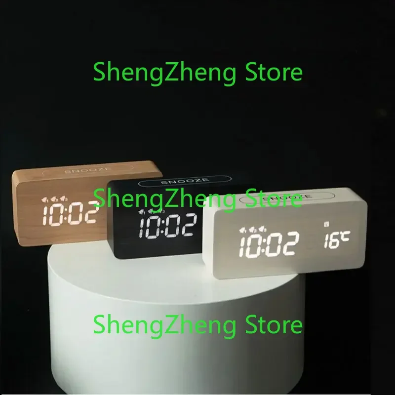 New Creative Wood Clock Rechargeable Electronic Automatic Time Alarm Fashion Nordic Style