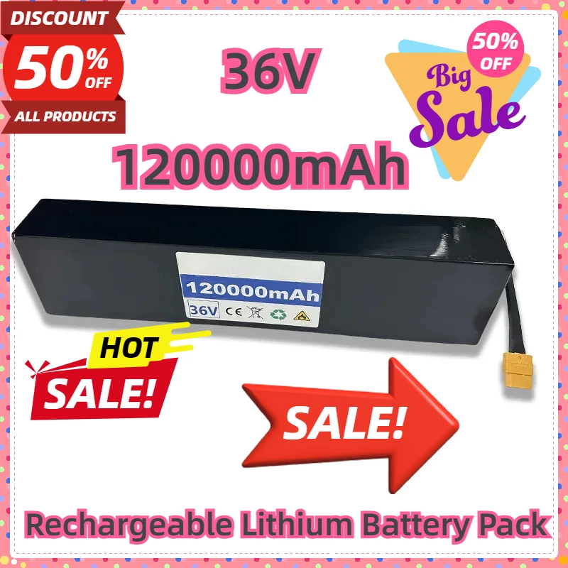 

For 36V 120Ah 18650 Rechargeable Lithium Battery Pack 10S3P 500W High Power Modified Bicycle Scooter Car with BMS XT60