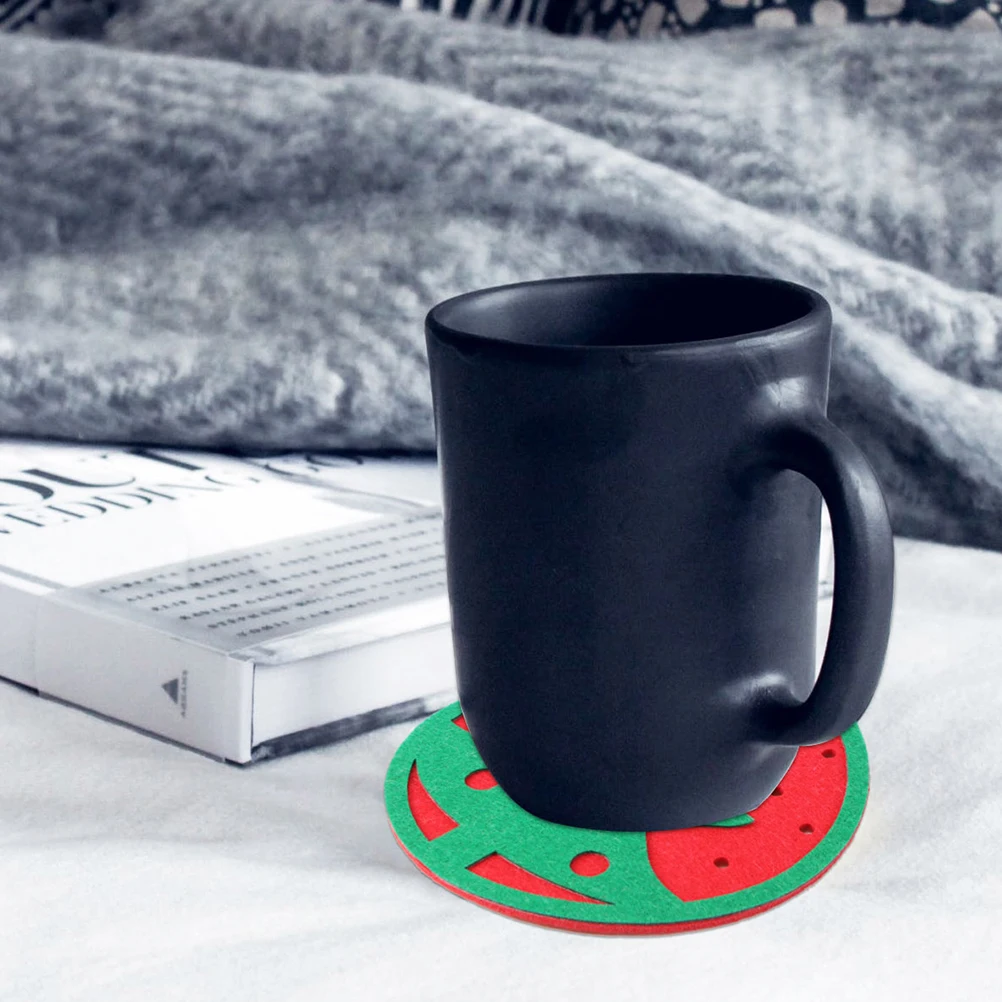 10 pezzi sottobicchiere in feltro antiscivolo rotondo per le vacanze, per la casa, decorazioni per il tavolo da pranzo, regalo di Natale, protezione della filigrana di calore della superficie