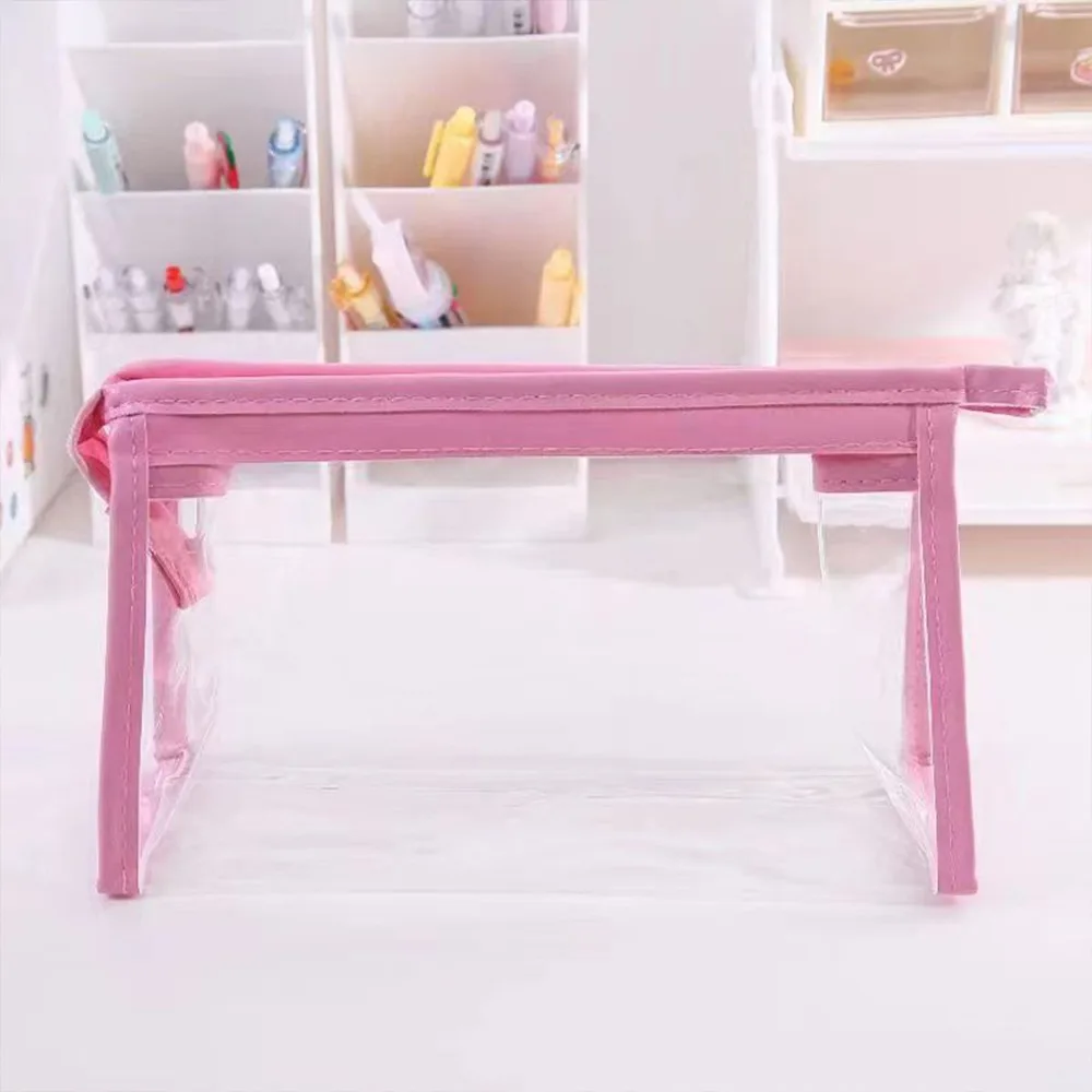 Multifunctional PVC Pen Bag Waterproof Transparent Pencil Case Zipper Design Large Capacity Stationery Storing Bag Gift