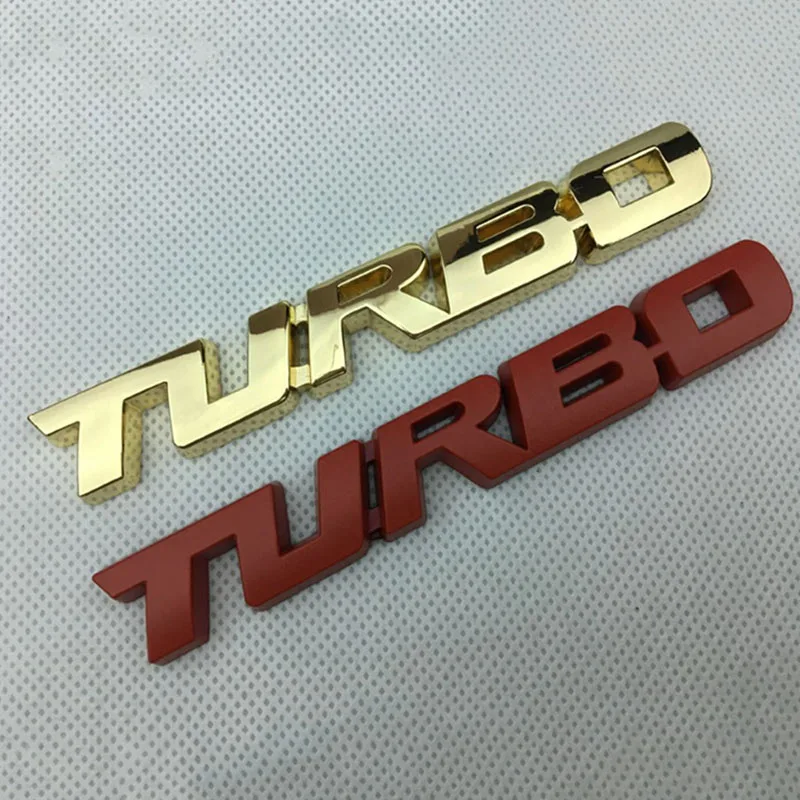 3D Metal Chrome Red Black Gold Logo Turbo Emblem Car Fender Badge Trunk Decal Turbo Stikcer Accessories