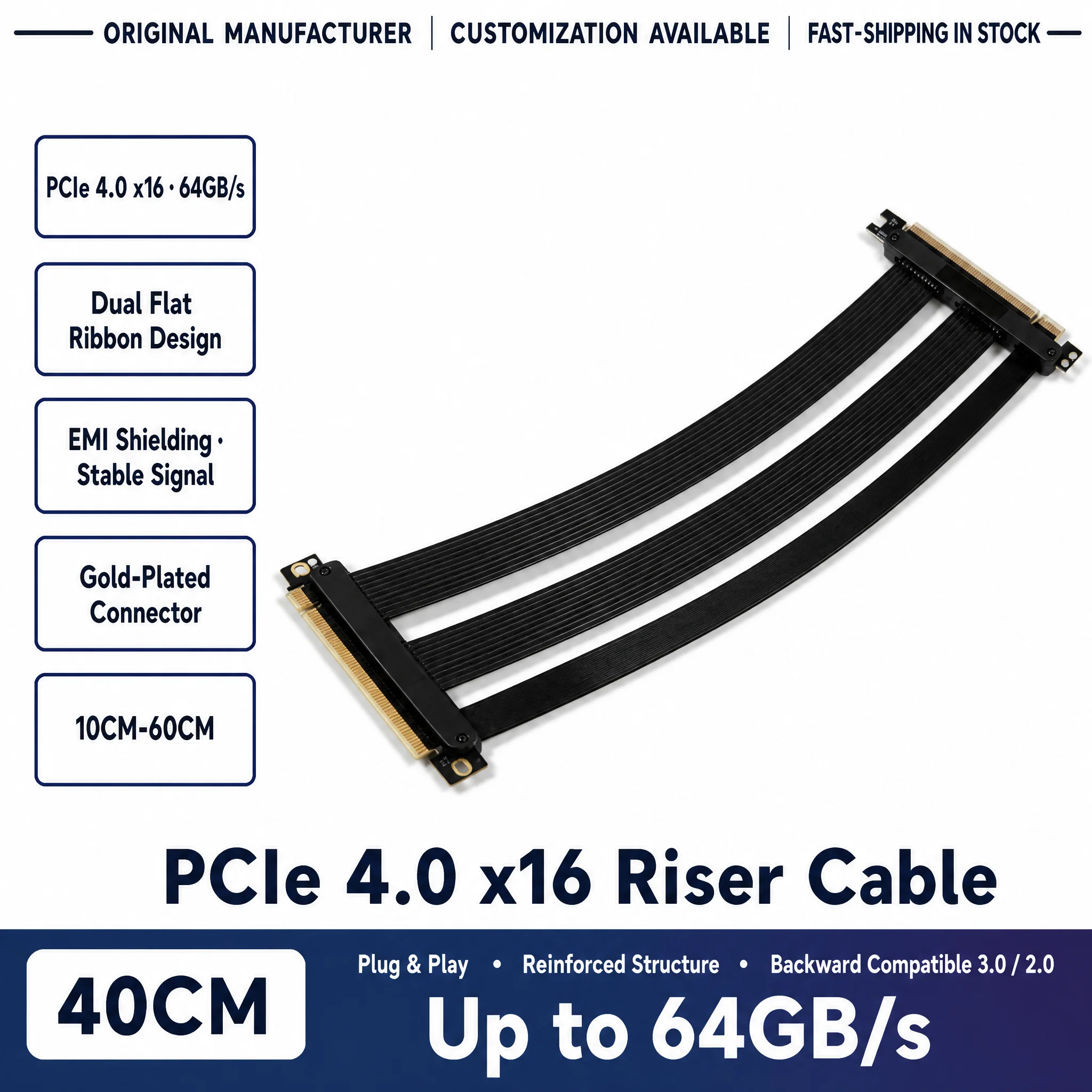 Itx Case Pcie Riser 4.0 - Кабель-удлинитель PCIe 4.0 X16 с двойным