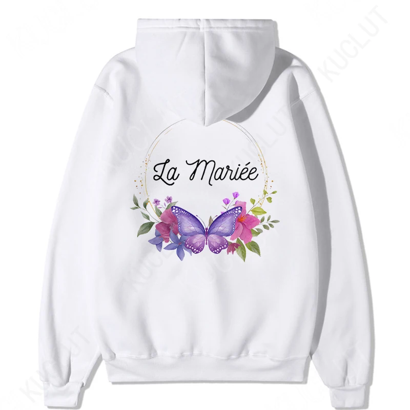 French Woman Team Bride Bridesmaid Hooded Sweatshirts Girls Single Farewell Party Hoody Bridal Wedding Party EVJF Outerwears