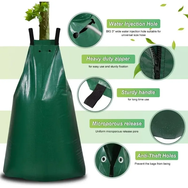 20-Gallon Reusable Tree Watering Bag - Slow Release Irrigation Drip System for Lawn & Garden Care
