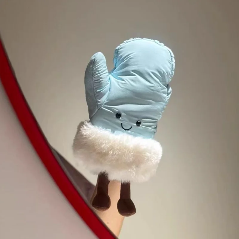 Pupazzo a Mano di Alta Qualità, Guanti Senza Dita Divertenti, Ornamento da Scrivania, Regalo Invernale Caldo, Collezione con Borsa