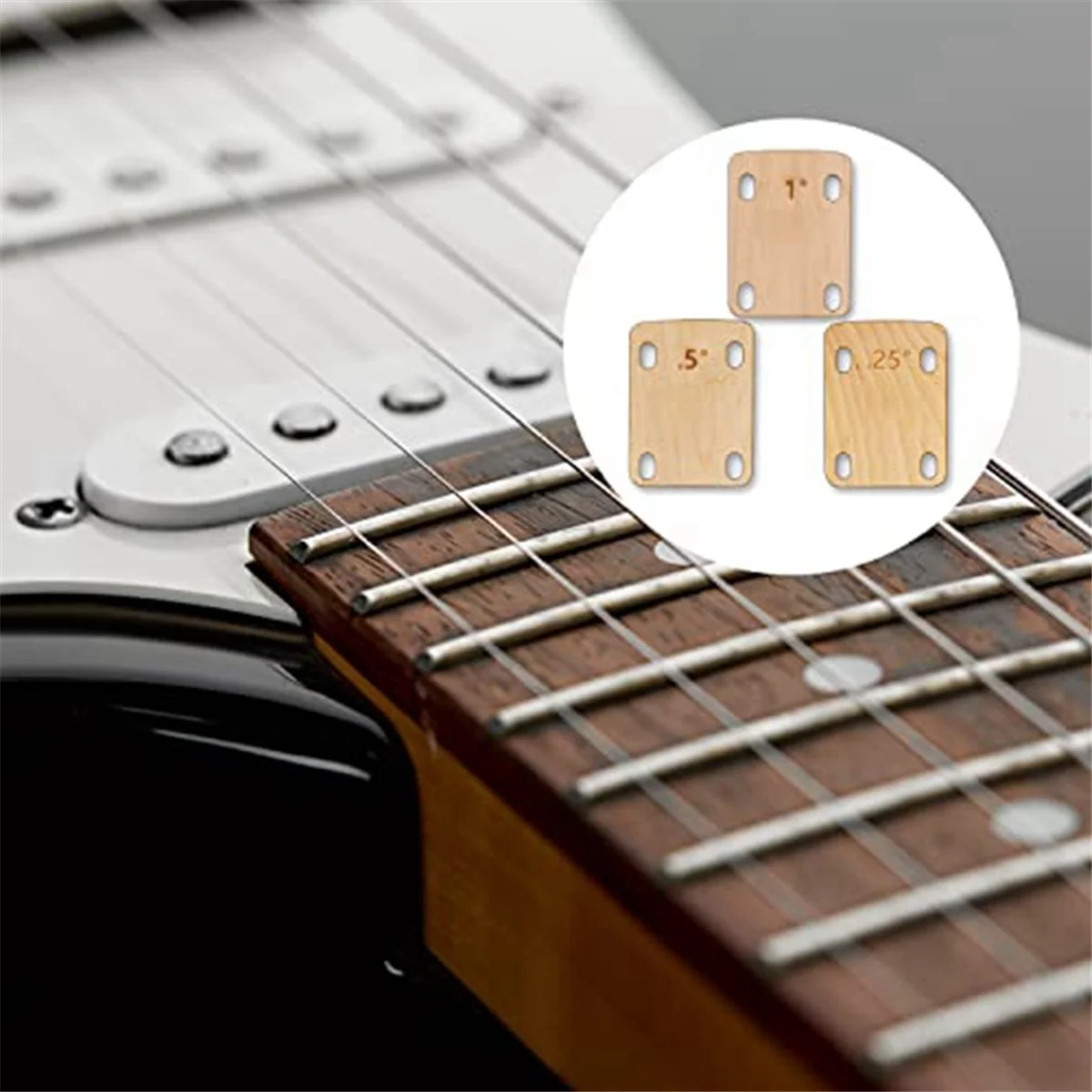 3Pcs Guitar Neck Shims, Solid Maple Wood Guitar Neck Shim Protection 0.25, 0.5 And 1 Degree Guitar Neck Plate Tool