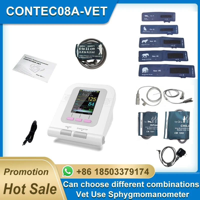 CONTEC08A Vet use Electronic Sphygmomanometer Digital Blood Pressure Veterinary Vet Use Monitor Pets Dog Cat Horse etc