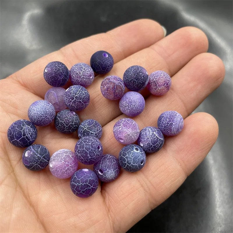 DIYOrnament Accessories10mm Purple Matte Weathered Dragon Agate Loose round Beads Bulk Batch