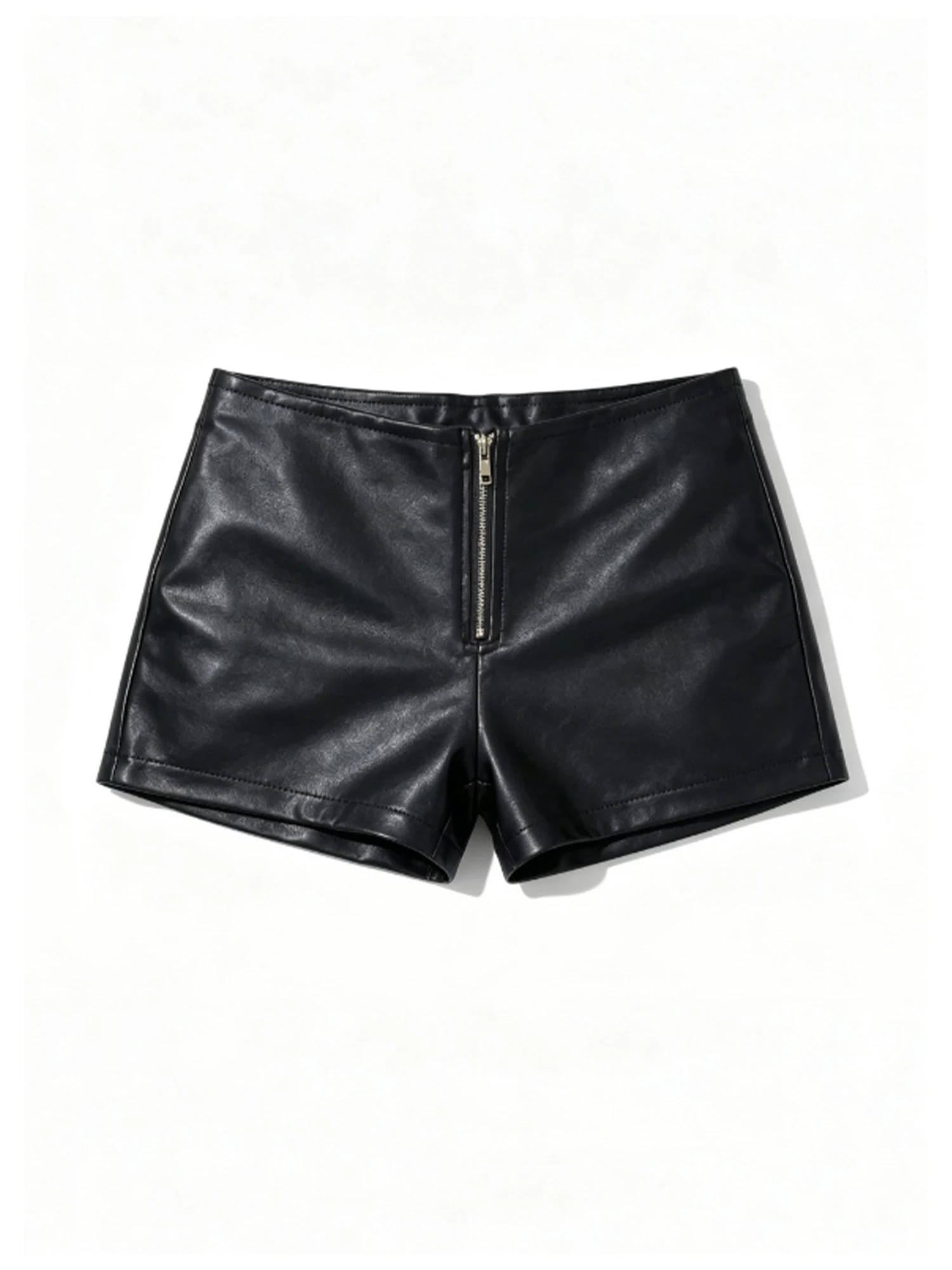 Women's PU Leather Micro Hot Pants Sexy Y2K Gyaru Mini Shorts Vintage Korean Style Low Rise Bodycon Boot Shorts for Women Summer
