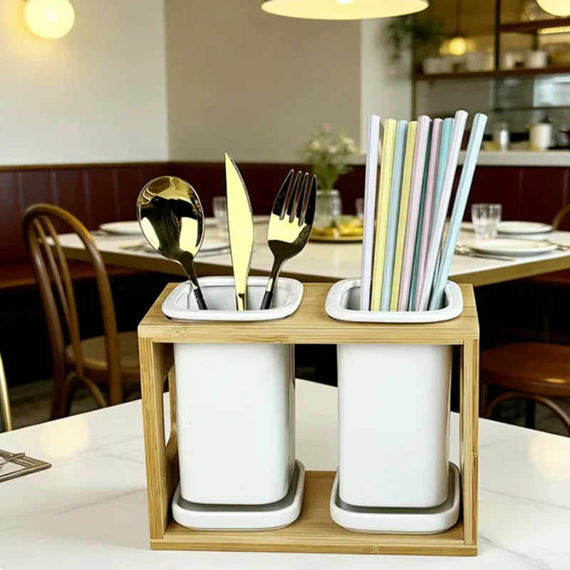 Ceramic Chopstick Holder, Kitchen Storage Container, Multifunctional Cutlery Storage Box, Household Drain Chopstick Holder