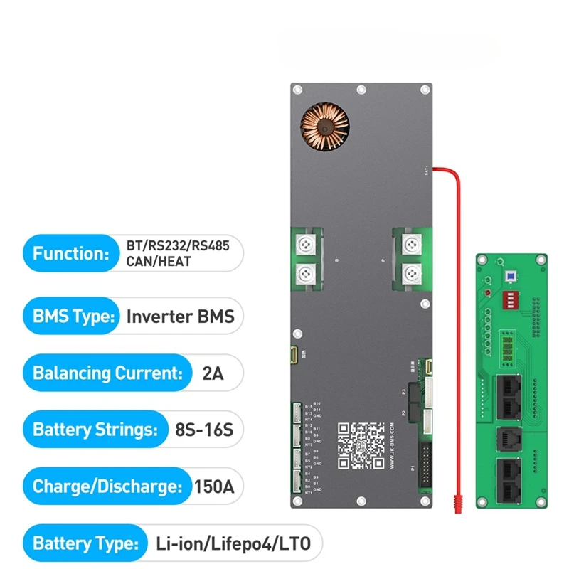 For BMS JK-PB2A16S15P Lifepo4 Li-Ion LTO Battery 24V 48V 8S/16S 150A Household Energy BMS Home Inverter Active Balancer