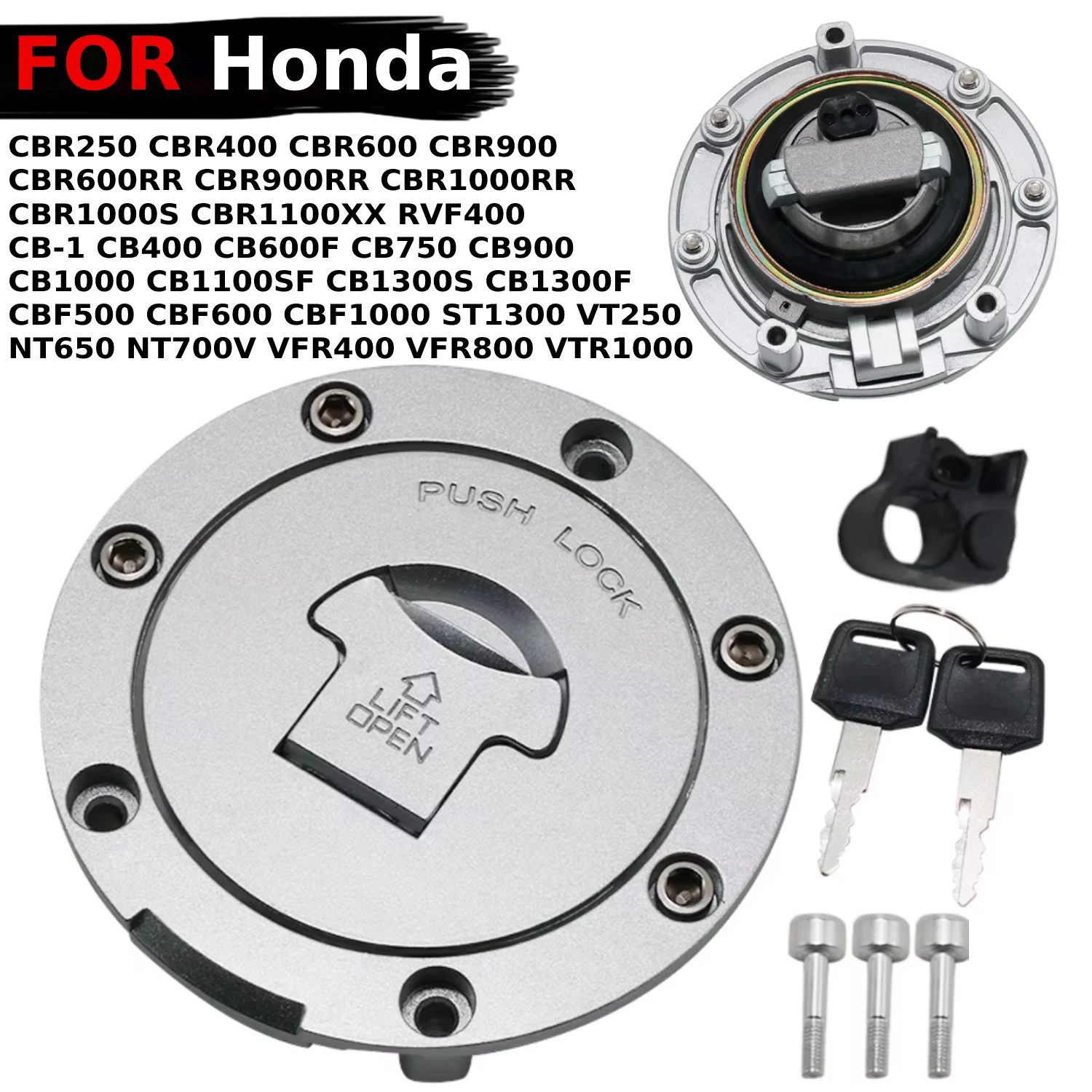 

For Honda CB400F CB600F CB750 CB1000 CB900 CB919 CB1300F CB1300S CB1100SF CB1000R CBF500 CBF600 Fuel Gas Cap With Cover Key Tank