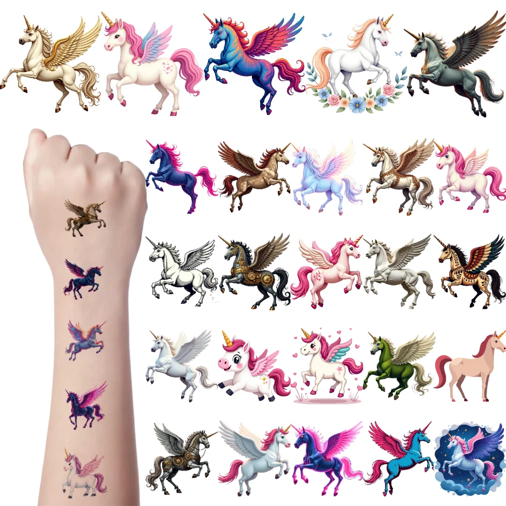 

54pcs Unicorn Temporary Tattoo Stickers Cute Cartoon Waterproof Disposable Body Sticker Kids Boys Girls Body Art Arm Tattoos