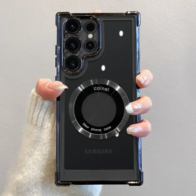 Überzug Klare magnetische kabellose Lade-Telefonhülle für Samsung S24 S23 FE S25 S22 Ultra Plus S21 Note 20 Objektivschutzhülle