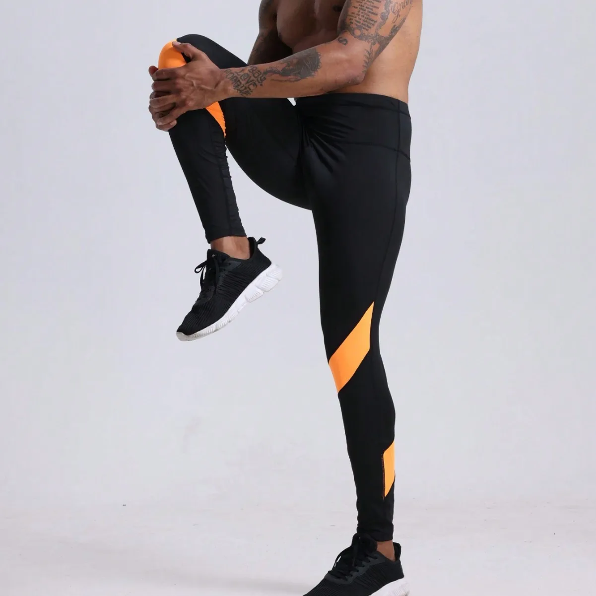 Muscle Man Training Sweatpants Cool Fashion Orange Black High Waist Jogging Running Leggings Cool Quick Dry Fitness Gym Tights