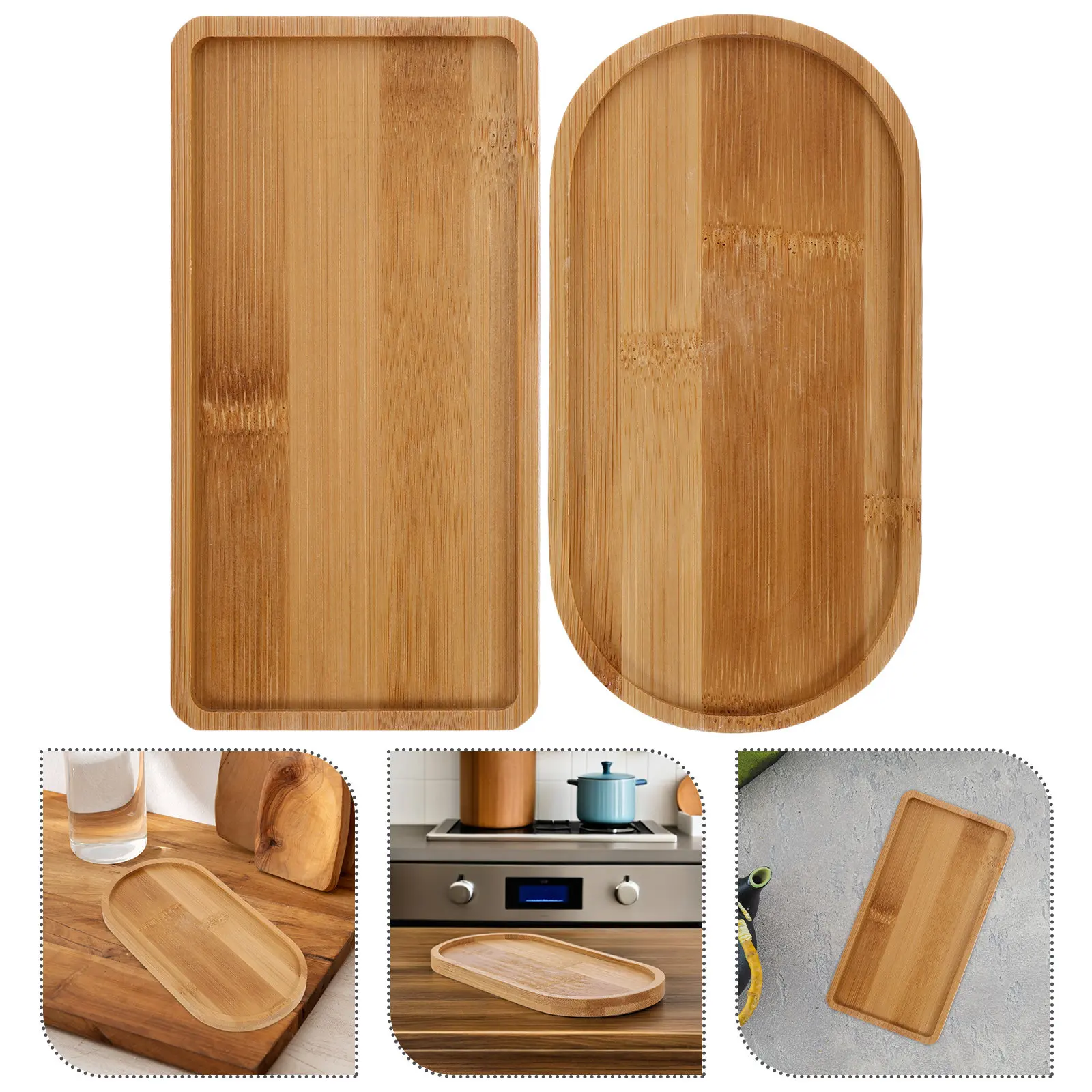 2pcs Bamboo Tea Coasters Set – Rustic Heat-Resistant Cup Mats for Mugs, Bowls, Desktop & Planters