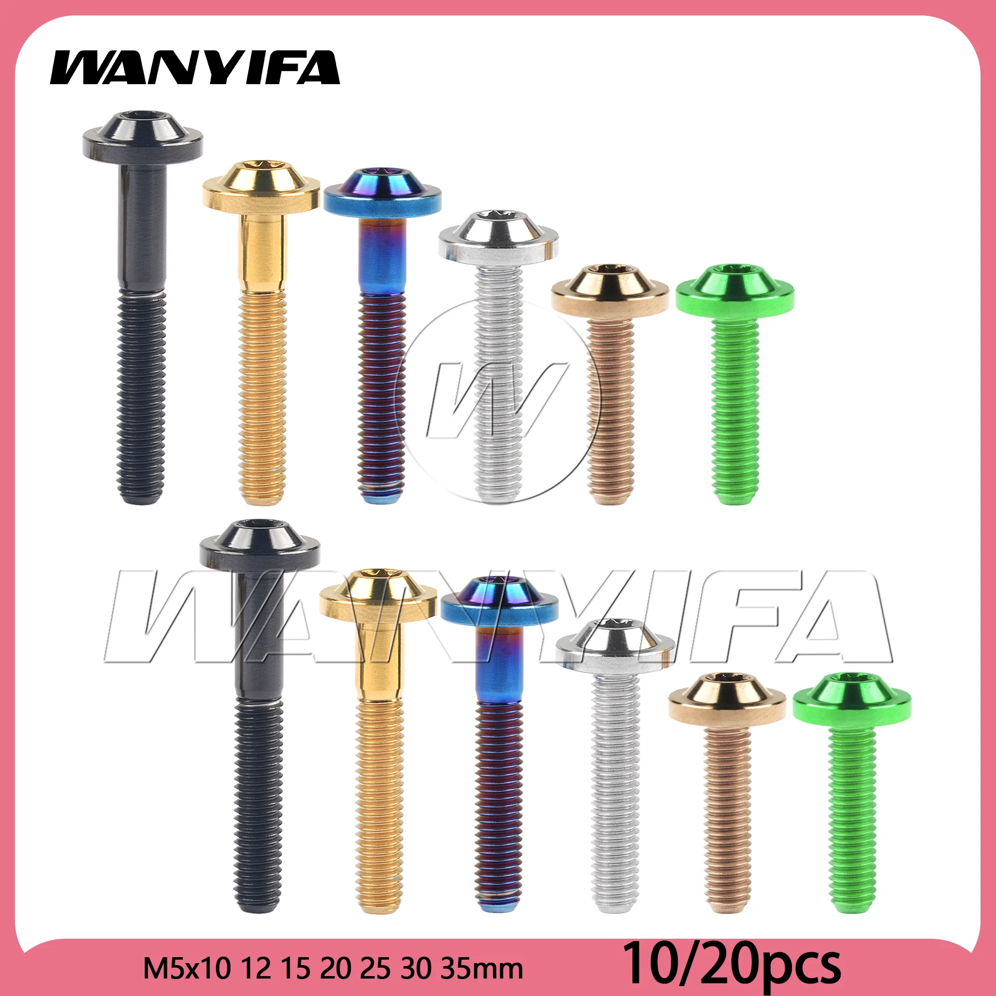 

Wanyifa 10/20pcs Titanium Bolts M5x10 12 15 20 25 30 35mm Torx T25 Head Screw for for Motorcycle Shell Modification Repair