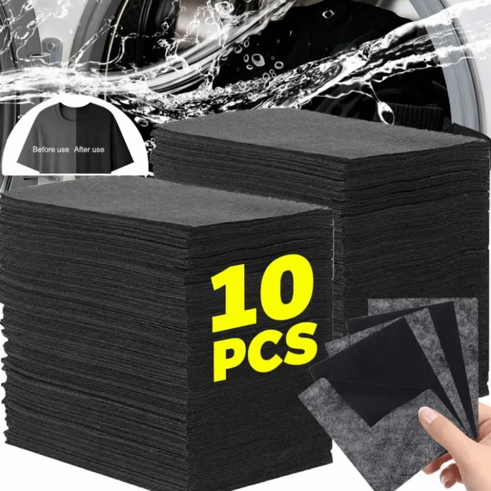1/10Pcs Anti Fade Black Clothing Restorer Sheets Universal Easy to Use Black Dye Paper Laundry Enhancer Sheet