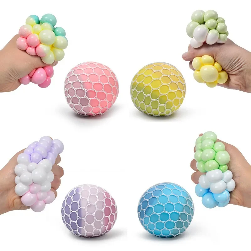 2Pcs 6CM Color Random TPR Soft Rubber Squeeze Balls Flour Grape Balls Stress Relief Squeeze & Release Toys