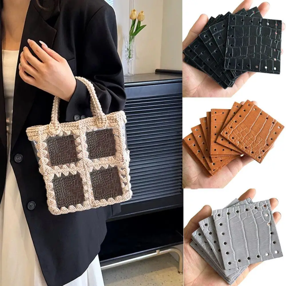 

10PCS Crocodile Pattern Leather Woven Bag Surface Creative DIY Making Hand Sewing Material For Crochet Shoulder Bag Accessories