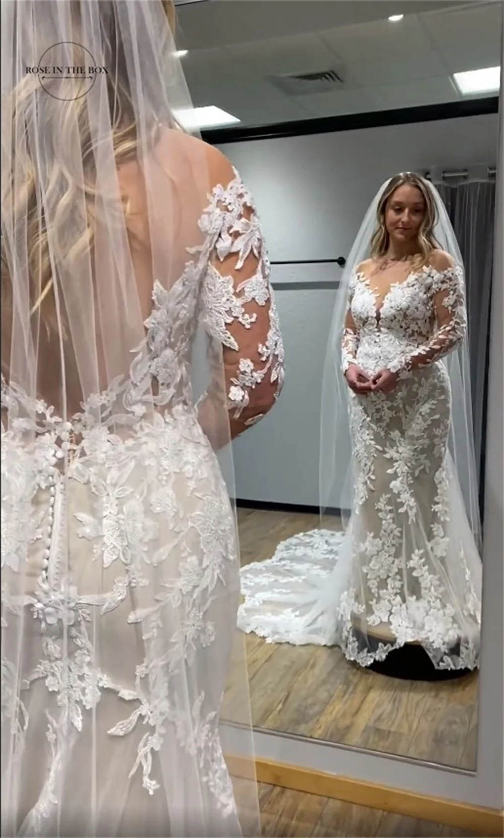 Vintage Sheer Long Sleeves Floral Lace Mermaid Wedding Dresses 2023 Vestidos De Novia Custom Made Floor Length Bridal Gowns