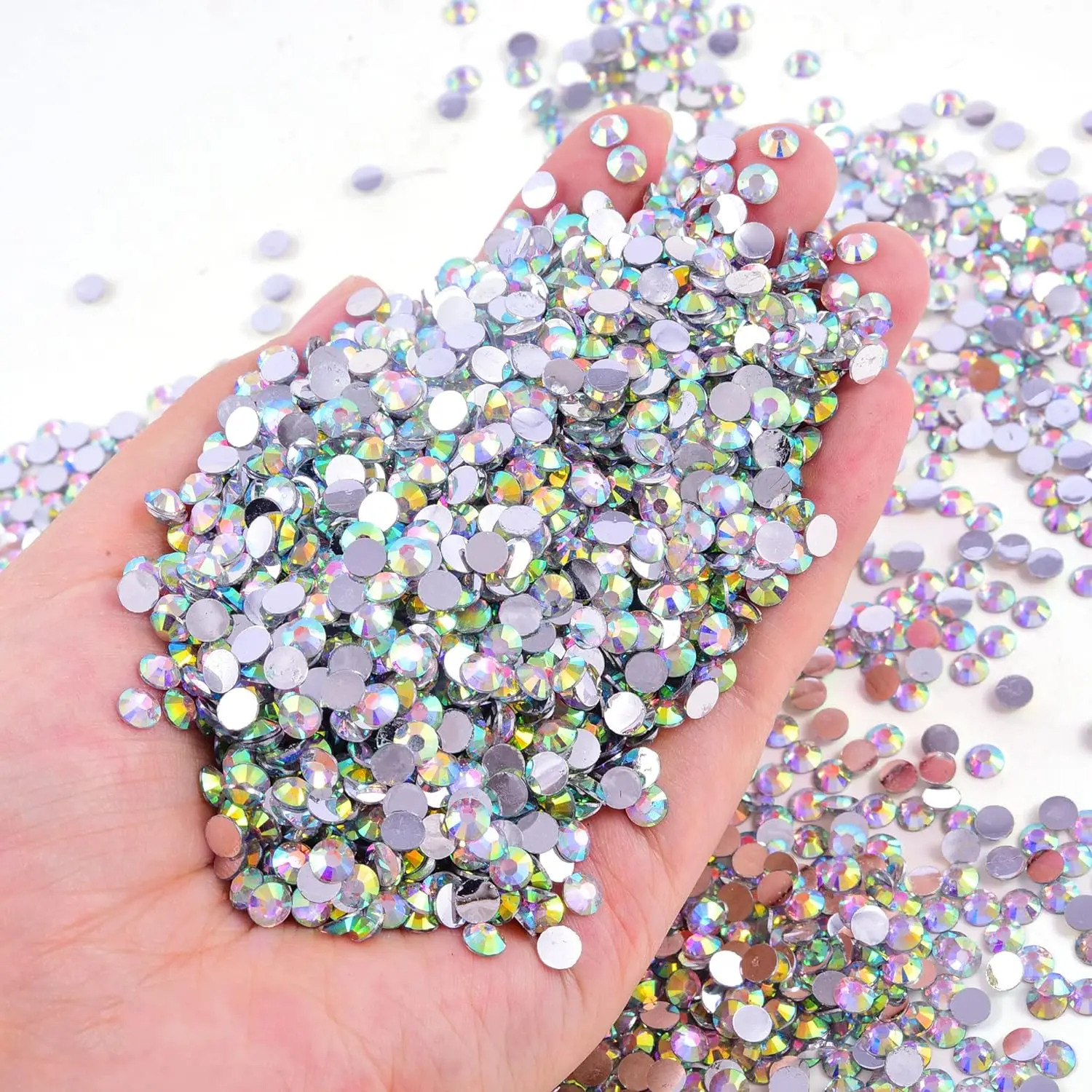 6000 strass de resina AB, 3 mm/4 mm/5 mm - gemas não quentes para artesanato DIY, canecas, cosméticos e arte em unhas