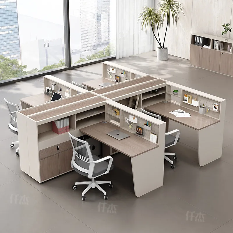 Office desk and chair combination Modern simple F-type three-person Sub-office Finance room Screen desk