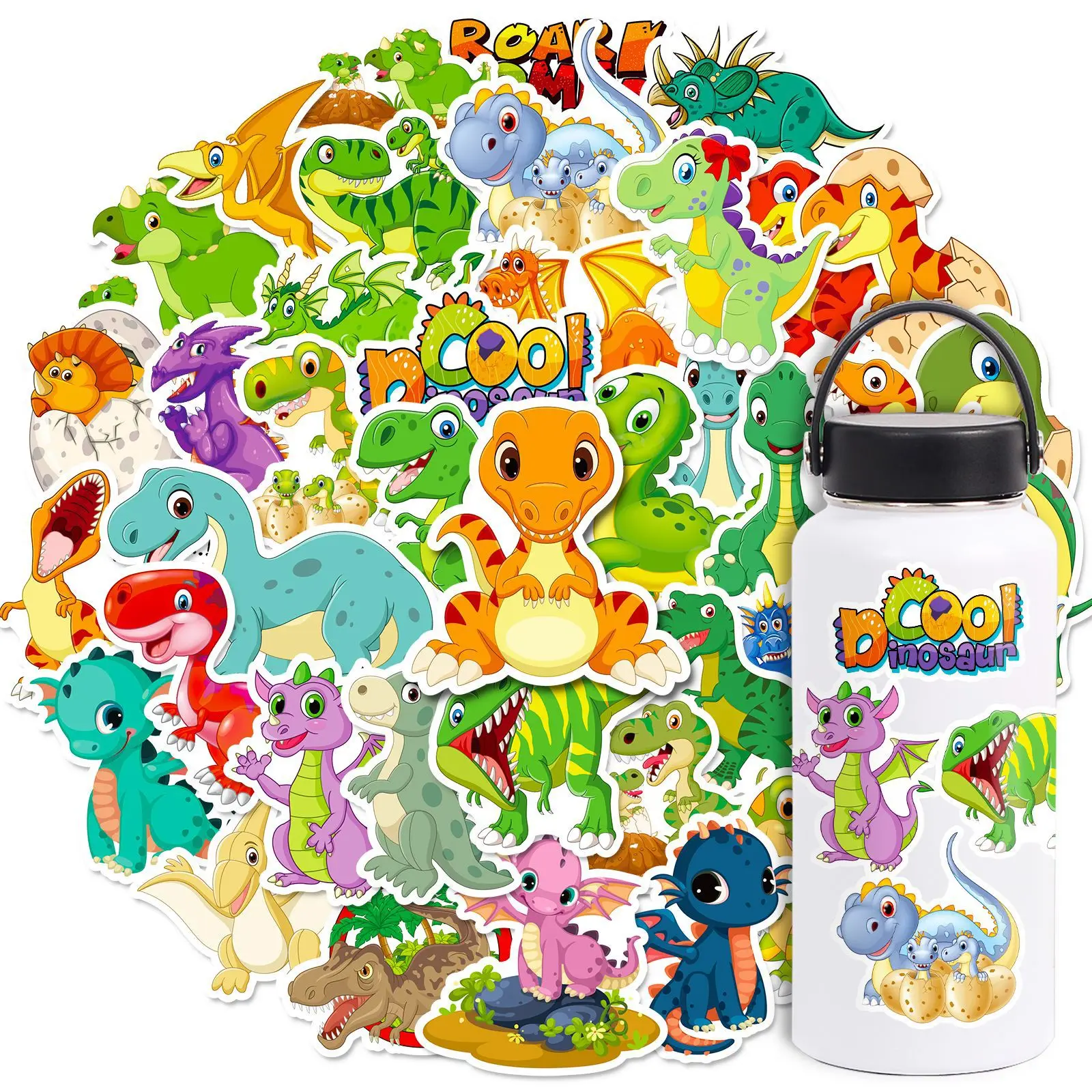 10/25/50pcs Cartoon Dinosaurs Graffiti Stickers for DIY Scrapbook Suitcase Water Bottle Phone Laptop Guitar Car Decal Toy