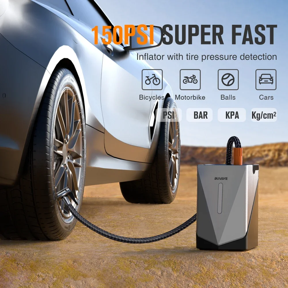 BUVAYE Car Jump Starter Electric Air Blower 8 in 1 Air Pump Power Bank Lighting Portable Speed Rotation Blowing Suction Leaf