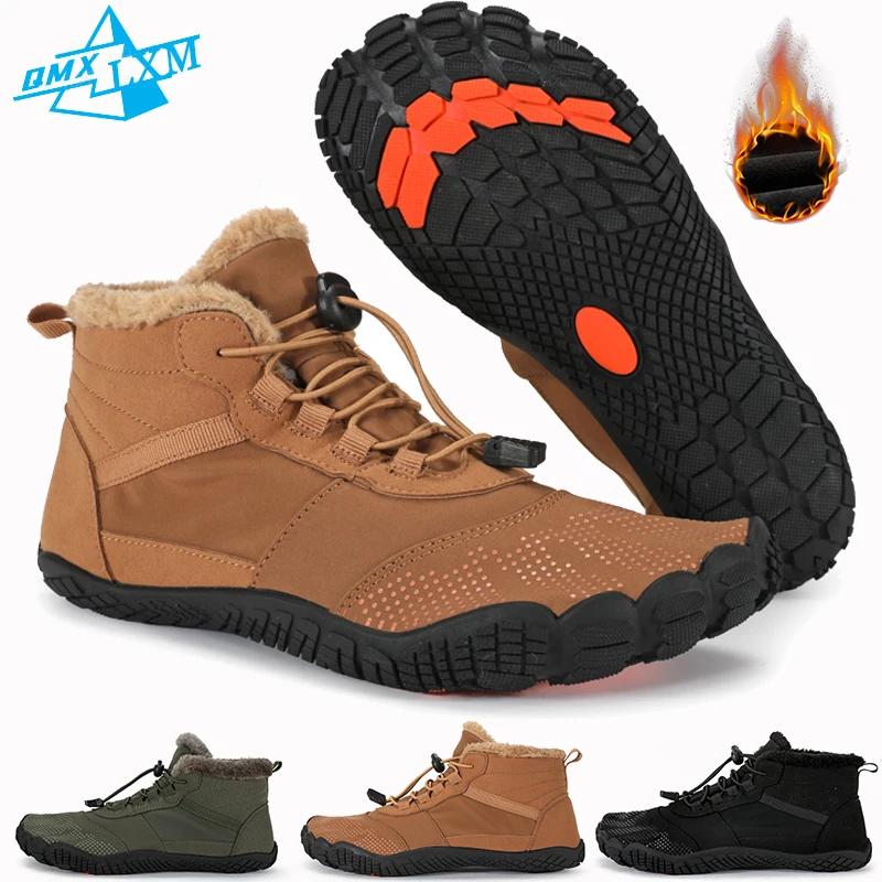 

Mens Water proof Winter Snow Shoes Minimalist Warm High top Boots Sole Wide Toe Box Women Outdoor Cotton Shoes 36-47#