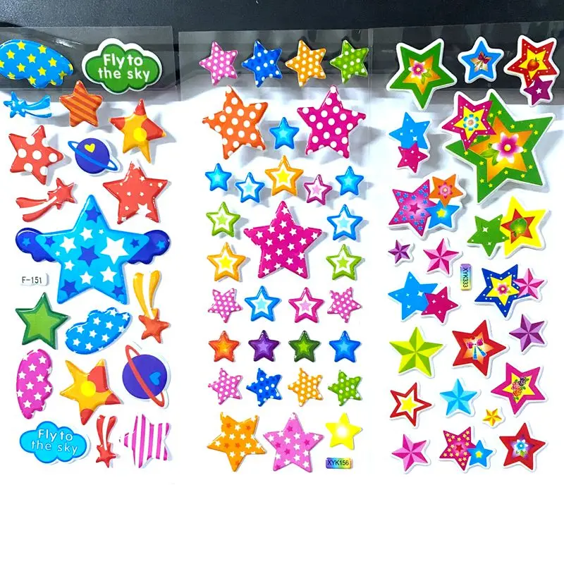 6/12 قطعة ملصقات فقاعة ثلاثية الأبعاد ملصقات القرطاسية الكرتون لطيف ستار تصميم المدرسة التعليم اللوازم المكتبية لمكافآت الطلابTMZ