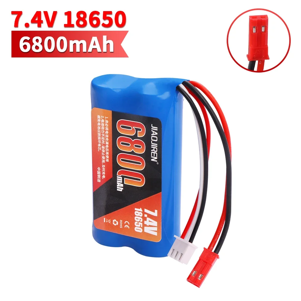 بطارية ليبو 18650 7.4 فولت 6800 مللي أمبير في الساعة لـ Q46 Wltoy 10428 12428/12423 X9115 144001   ملحقات قطع غيار السيارات RC بطارية عالية السعة 7.4 فولت